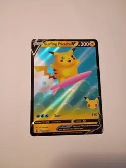 Surfing Pikachu V - Celebrations 25th 008/025 - Half-Art Rare Pokemon Card - Image 1