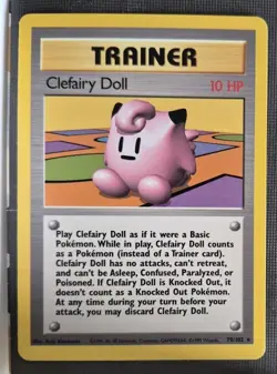Pokemon Base Set Unlimited Clefairy Doll Rare Trainer Card 70/102 LP - Image 1