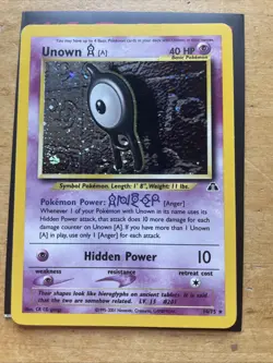 Pokemon Unown a Neo Discovery Holo Card 14/75 Rare, LP Vintage - Image 1