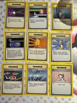 1999 Pokemon TCG Base Set Unlimited Trainer Card Lot of 9 - Image 1