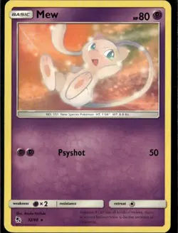 Mew Rare Hidden Fates 32/68 Psychic Pokemon Card - Image 1