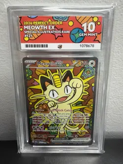 Pokemon TCG Meowth ex SIR 121/088 Perfect Order ACE 10 - Perfect Subgrades - Image 1