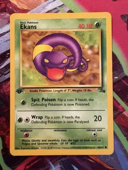 Pokemon TCG Ekans 46 1st Edition Common Fossil - WOTC - Image 1