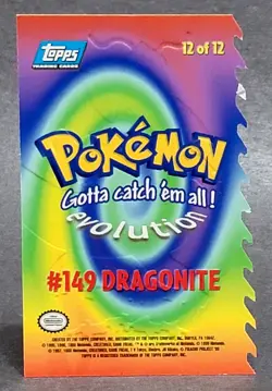 1999 Topps Pokemon Movie Animation Blue Logo Evolution Die-Cut #12 Dragonite LP- - Image 2