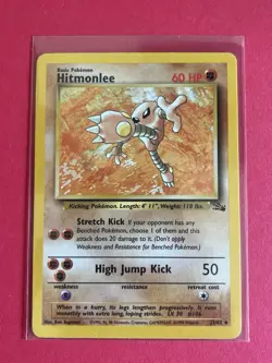 1999 Pokemon Fossil Hitmonlee Unlimited #22/62 Non-Holo Rare MP - Image 1
