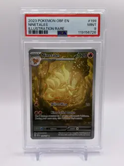2023 POKEMON OBF EN-OBSIDIAN FLAMES ILLUSTRATION RARE #199 NINETALES PSA 9 - Image 3