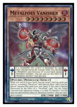 Yugioh Metalfoes Vanisher BLVO-EN021 Super Rare Blazing Vortex LP - Image 1