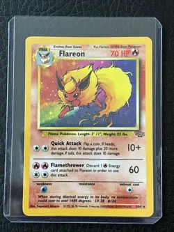 Pokemon TCG Flareon 3/64 Jungle Set Holo Rare 1999 Vintage Card - Image 1