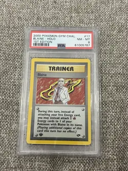2000 Pokemon Blaine Trainer 17 Gym Challenge Holo Card PSA 8 NM-MINT 1st Edition - Image 1