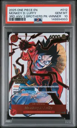 2025 ONE PIECE 3RD ANNIVERSARY WINNER 3 BROTHERS MONKEY D. LUFFY PSA 10 - Image 1