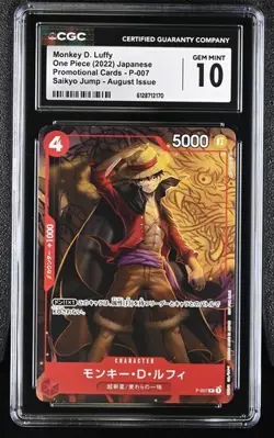CGC 10 Monkey D. Luffy P-007 Tournament Pack Vol. 1 Promo 2022 Jpn One Piece - Image 1