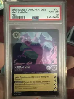 Disney Lorcana Madam Mim - Purple Dragon Rise of the Floodborn Cold Foil PSA 10 - Image 1