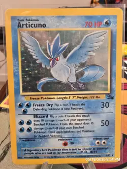 Pokemon TCG Articuno Fossil Holo Unlimited Rare Card 2/62 - Image 1