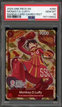 One Piece CCG Monkey.D.Luffy 24-25 Bandai Card Games Fest P-080 PSA 10 Gem Mint - Image 1