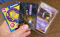 Vintage 1996 Japan Alakazam Pocket Monster Holo Foodin Embossed Pokemon cards - Image 1