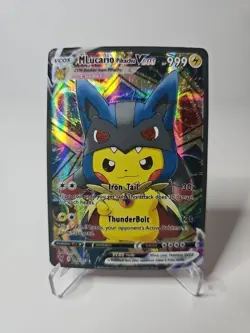 Lucario Pikachu VCOS 999 HP ⚡ Full Art Holo Custom Card – Aura Style - Image 1