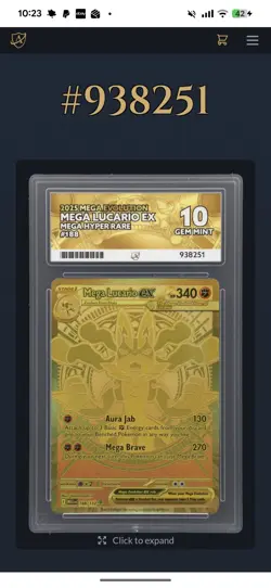 Pokemon Mega Lucario EX Mega Hyper Rare 188/132 ACE 10 PERFECT SUBGRADES - Image 1