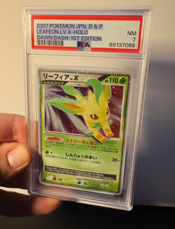 PSA 7 2007 Pokemon Japanese Dawn Dash Leafeon LV.X Holo 1st Ed DP4 - Image 1