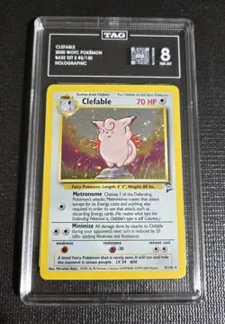 Clefable 2000 WOTC Pokemon Base Set 2 Holo 5 TAG 8 NM Mint - Image 1