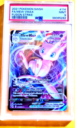 2021 Pokemon Fusion Strike MEW Vmax #114 Full Art PSA 9 Mint - Image 1