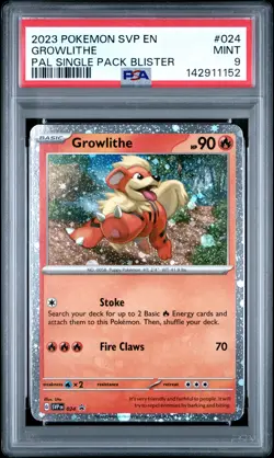 2023 POKEMON SVP EN-SV BLACK STAR PROMO #024 GROWLITHE PSA 9 - Image 1