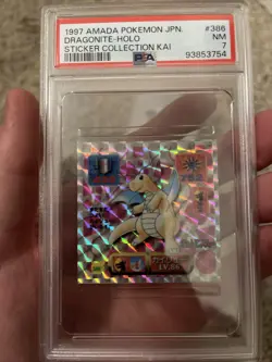 1997 AMADA Pokemon dragonite Holo sticker collection PSA 7 - Image 1