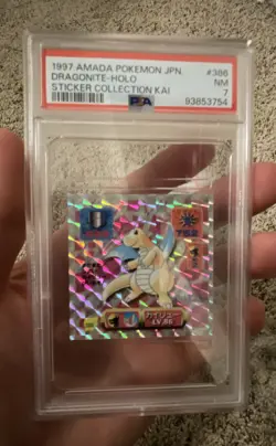 1997 AMADA Pokemon dragonite Holo sticker collection PSA 7 - Image 2