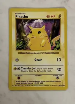Pokemon Pikachu 58/102 Base Set - Shadowless - Yellow Cheeks - Image 1