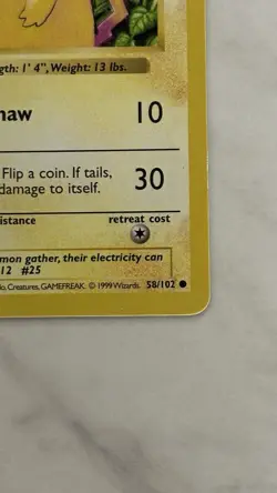 Pokemon Pikachu 58/102 Base Set - Shadowless - Yellow Cheeks - Image 5