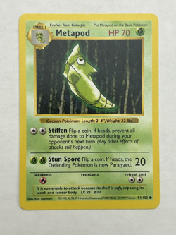 Pokemon Metapod Shadowless 54/102 Base Set - LP - Image 1