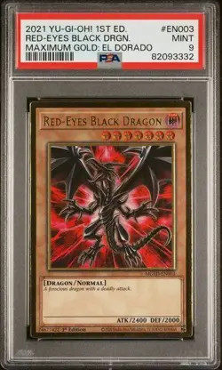 Yugioh PSA 9 Mint 2021 Red-Eyes Black Dragon MGED-EN003 1st Premium Gold Rare - Image 1