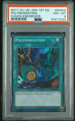 Yugioh PSA 8 NM-MT 2017 Polymerization FUEN-EN049 Super Rare Pack Fresh - Image 1