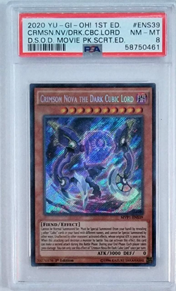 Yugioh PSA 8 NM-MT 2020 Crimson Nova The Dark Cubic Lord MVP1-ENS39 Secret Rare - Image 1