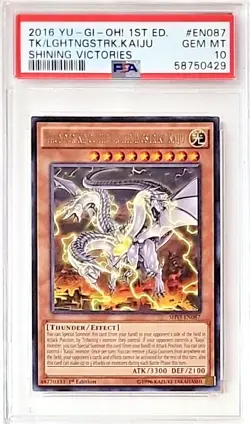 Yugioh PSA 10 Gem Mint 2016 Thunder King, the Lightningstrike Kaiju 1st Ed Rare - Image 1