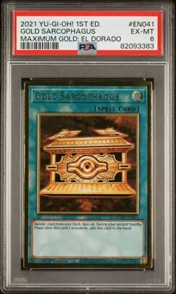 Yugioh PSA 6 2021 Gold Sarcophagus MGED-EN041 Premium Gold Rare Pack Fresh - Image 1