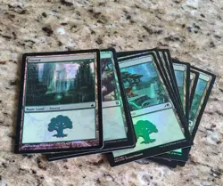 Lot Of 13 MTG Magic the Gathering Foil Forest Green Land Cards - Image 1