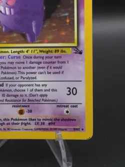 Wizards Gengar Fossil 5/62 Holo Rare 80 HP 1999 English Pokemon TCG Card - Image 2