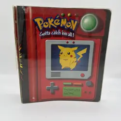 Vintage Pokemon Card Binder Thunder Wave Electric Pikachu Nintendo 1998 - Image 1