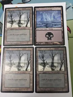 Snow-Covered Swamp Lot 1x Coldsnap MP 3x Ice Age HP EDH Cube Budget Staples - Image 2