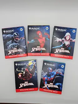 Magic the Gathering Spider-Man 2025 SDCC Welcome Deck Complete Set of 5 w/Bonus - Image 1