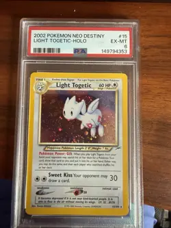 Pokemon Light Togetic Neo Destiny Holo Card 15/105 PSA 6 w SWIRL - Image 1