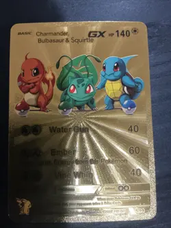 Pokemon GX Charmander Bulbasaur Squirtle Gold Card - Image 1