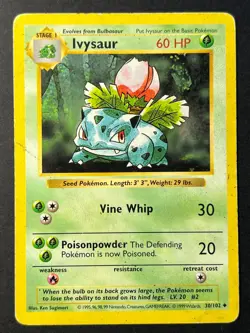 Ivysaur 30/102 Shadowless Base Set - Pokemon Card WOTC HP - Image 1