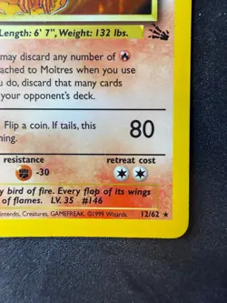 Moltres 12/62 - Pokemon Fossil - Holo Rare - MP - Image 4