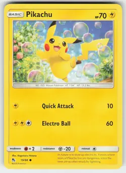 Pikachu 19/68 Common Hidden Fates Pokemon Near Mint - Image 1
