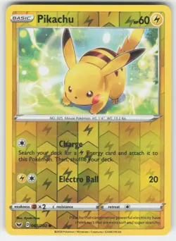 Pikachu 065/202 Common Sword & Shield Pokemon Reverse Holo Lightly Played - Image 1