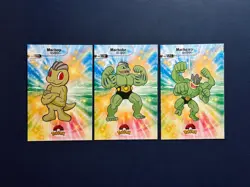 Pokemon Database Shiny Set Machop Machoke Machamp Shiny Sparkle Holo Set Of 3 - Image 1