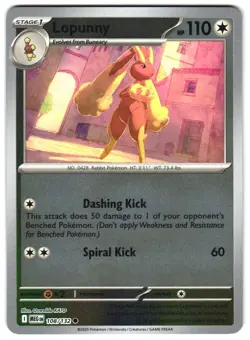 Lopunny 108/132 Reverse Holo ME01: Mega Evolution Pokemon TCG - Image 1