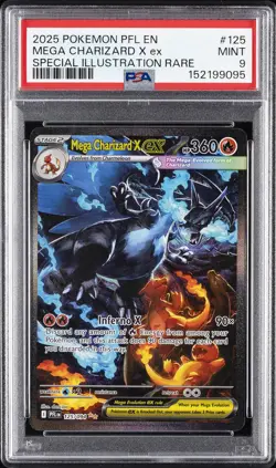 2025 POKEMON PFL EN-PHANTASMAL FLAMES #125 MEGA CHARIZARD X EX PSA 9 - Image 1