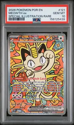 2026 POKEMON POR EN-PERFECT ORDER SPECIAL ILLUSTRATION RARE MEOWTH EX PSA 10 - Image 1